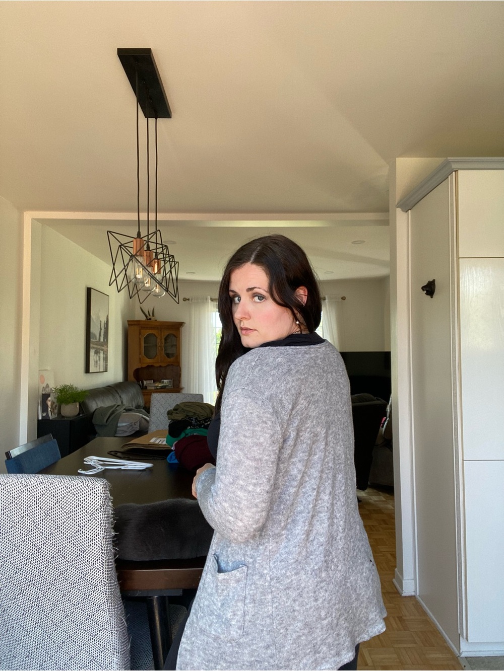 Light Gray Open-Front Women's Cardigan Sweater